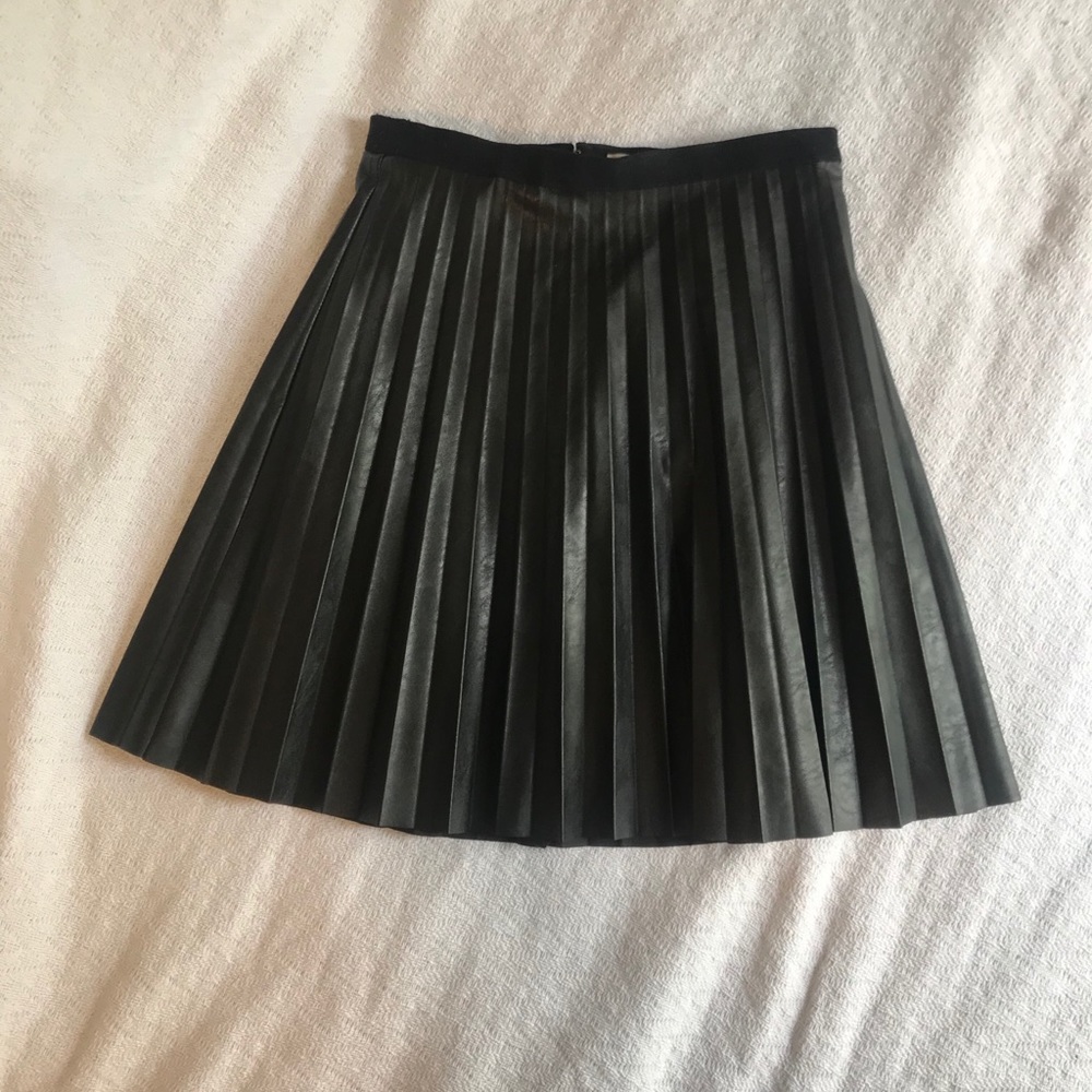 J Crew pleated vegan leather skirt
